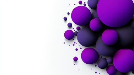 Poster - Bunch of purple and black spheres on a white background. The spheres are of different sizes and are scattered all over the image. The image has a playful and whimsical feel to it
