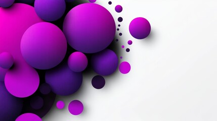 Poster - Bunch of purple circles are scattered across a white background. The image has a playful and whimsical mood, as the circles are arranged in a way that suggests they are floating or bouncing around