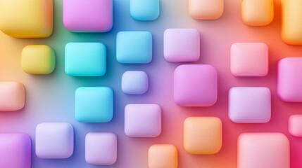 Poster - Colorful background with many different colored squares. The squares are all different sizes and colors. The background is very bright and cheerful