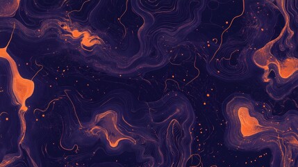 Poster - Glowing orange patterns on a dark purple canvas, surrounded by ethereal wisps, perfect for Halloween visuals.