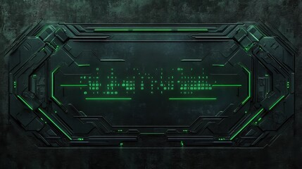 Poster - Horizontal banner with neon green glowing text and binary numbers against a dark grunge backdrop.
