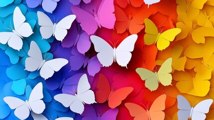 Aufkleber - colorful butterfly pattern with many butterflies of different colors. the butterflies are arranged i