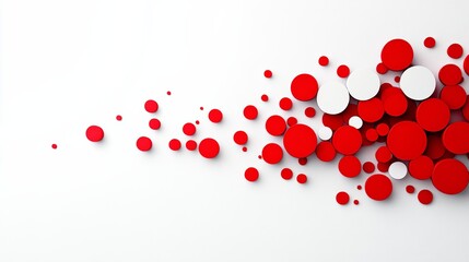 Poster - White background with red and white circles. The image has a bold and vibrant look to it, with the red and white colors creating a sense of energy and excitement