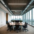 © Atif - Empty conference room interior with table, chairs, and computer-Generated AI