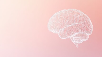 Fototapete - Abstract doodle of a human brain illustrated with delicate lines on a gentle gradient backdrop, providing ample room for additional text. Generative AI