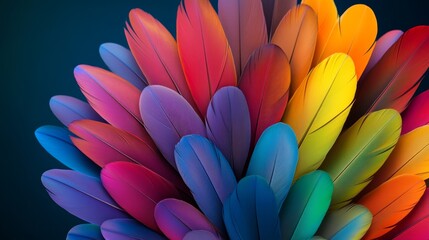Poster - A colorful feathery flower with a blue background