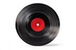 © khalid_spk - A classic black vinyl record with a red center label displaying visible grooves isolated on a white background