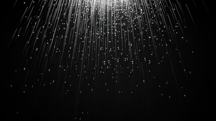 Wall Mural - raindrops falling from above on a very dim and black background, little light coming with the drople