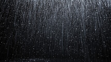 Wall Mural - raindrops falling from above on a very dim and black background, little light coming with the drople