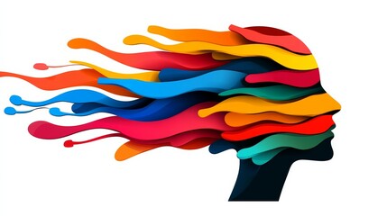 Poster - Colorful head with a rainbow of colors