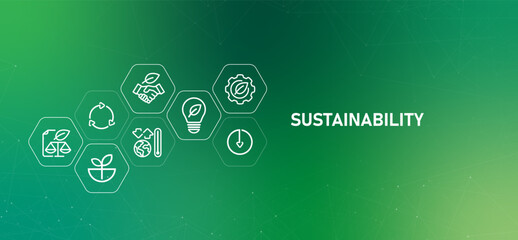 sustainability green gradient concept web header illustration icon for company responsible environme
