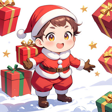 Cute and Adorable Santa Claus Illustration in Cartoon Style. Generative AI