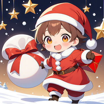 Cute and Adorable Santa Claus Illustration in Cartoon Style. Generative AI