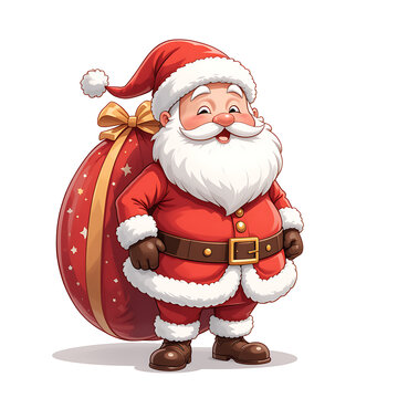 Cute and Adorable Santa Claus Illustration in Cartoon Style. Generative AI