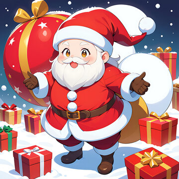 Cute and Adorable Santa Claus Illustration in Cartoon Style. Generative AI