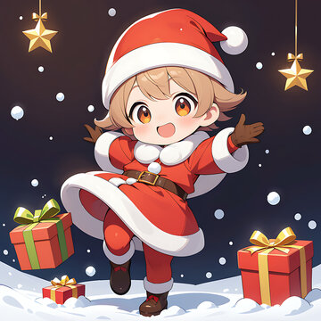 Cute and Adorable Santa Claus Illustration in Cartoon Style. Generative AI