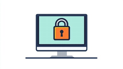 Poster - Secure Computer Screen with Lock Icon for Digital Protection Concept