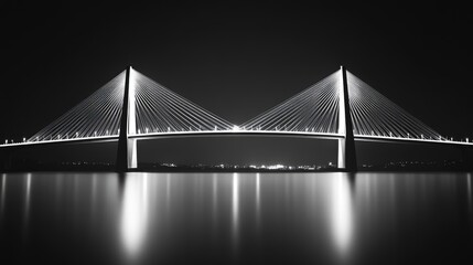 Poster - A detailed minimalist shot of smooth bridge lighting, with a plain backdrop, drawing attention to the refined design and subtle illumination.