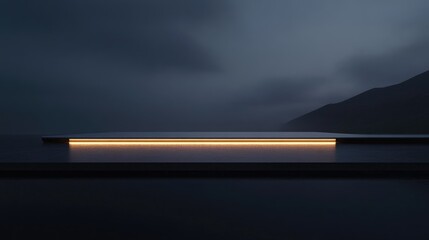 Poster - A detailed minimalist shot of sleek bridge lighting, with a simple backdrop emphasizing the architectural elegance of the structure.
