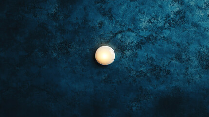 Wall Mural - Minimalistic design featuring solitary light source on textured blue background.