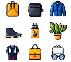 Poster - Thin line style icons depicting various elements of digital technology, showcasing sleek designs and modern aesthetics, ideal for tech-oriented projects.