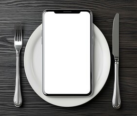 Poster - Sleek White Smartphone Displaying a Large Blank Screen, Ideal for Customization or App Presentation, Minimalist Design, Modern Aesthetic