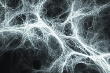 Poster - Abstract white fibers on a black background for creative designs