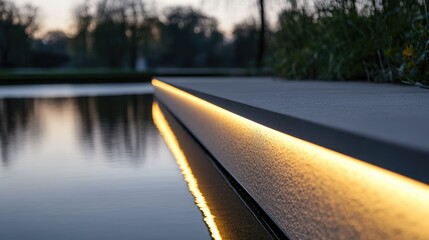 Poster - Close-up of sleek, minimalist lighting along a bridge, set against a clean, simple background for a striking design-focused image.