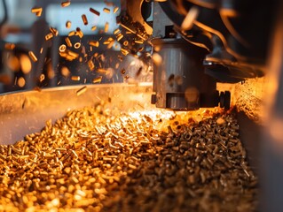 Poster - Close-Up of Metal Shavings and Sparks from Industrial Milling Process