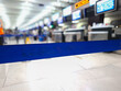 © Muhammad - selective focus on the barrier tape for the check-in queue line at the airport