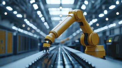 Poster - Industrial Robotic Arm Operating on Production Line in Factory