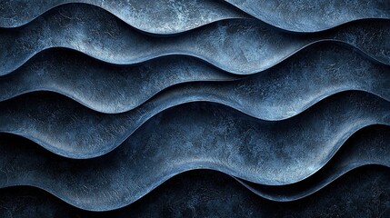Poster - flowing blue waves create a soothing and textured abstract pattern on a dark background