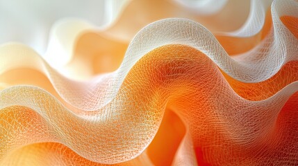 Aufkleber - Texture of flowing fabric in subtle gradients of orange and white creates a dynamic visual experience