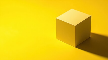 minimalist yellow cube on a bright background