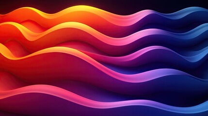 Aufkleber - Colorful abstract waves in vibrant gradients create a dynamic visual experience in a dark backdrop
