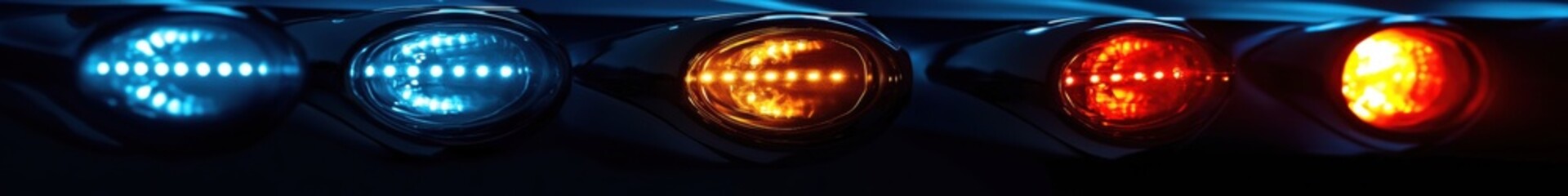 Aufkleber - Colorful assortment of LED car headlights and tail lights displayed together, designed for automotive enhancement and visibility. Generative AI