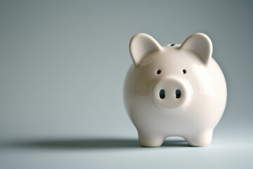 Saving money a minimalist piggy bank surrounded by a blank background still life photography to encourage financial awareness and saving practices