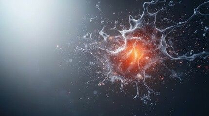 Wall Mural - a blurry image of a glowing red blob surrounded by water droplets