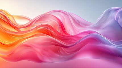 Aufkleber - Colorful waves of light create a mesmerizing abstract landscape of pink and orange hues at dawn