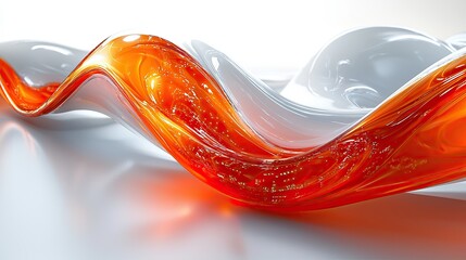 Poster - Colorful orange and white abstract design in flowing shapes on a smooth surface
