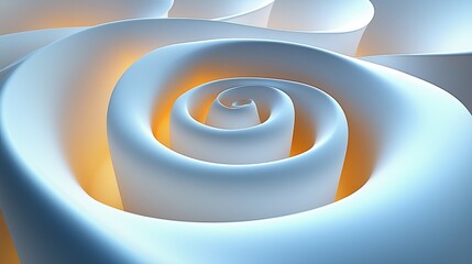 Aufkleber - Soft white spirals create an artistic abstract design with warm golden accents in a creative setting