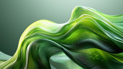 Poster - Colorful abstract waves of green and blue swirl gracefully in an artistic display
