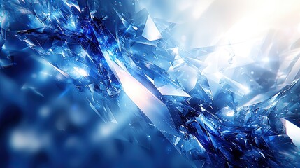 Poster - Abstract blue crystal background with sharp angles and glowing highlights