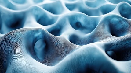 Aufkleber - Abstract waves create dynamic movement in soft blue tones, showcasing texture and depth in nature-inspired design