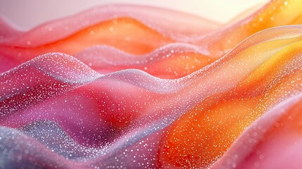 Poster - Colorful waves of soft fabric glimmer with sparkles under soft light in an abstract display of artistic design and texture