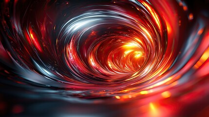 Poster - Glowing vortex swirling with red and silver tones creates a captivating visual effect in a dark space