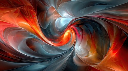 Poster - Colorful swirling abstract pattern with fluid shapes and dynamic movement in vibrant hues