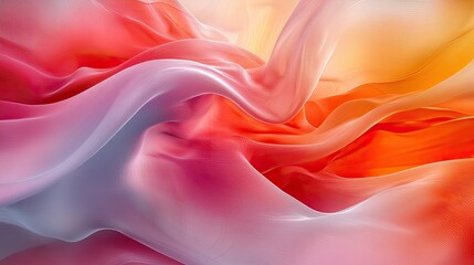 Poster - Colorful silk fabric flowing gracefully in warm hues and layered textures