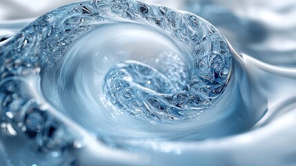 Poster - Swirling blue water creates mesmerizing vortex, showcasing fluid dynamics in nature's design