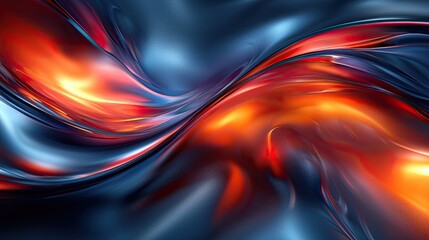 Fototapete - Abstract swirling patterns of blue and red hues create a dynamic visual experience in an artistic composition